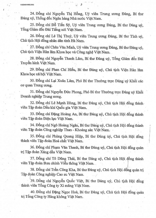 bo chinh tri chi dinh dc nguyen quoc viet bi thu du chu tich hdtv Kubet tham gia bch dang bo chinh phu